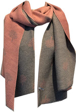 Load image into Gallery viewer, Pamper Yourself Now Women's Reversible Two Tone Blanket Pleated Winter/Autumn Scarf wrap Shawl with Mulberry Trees. Great for Gifts. (Grey/Mustard)
