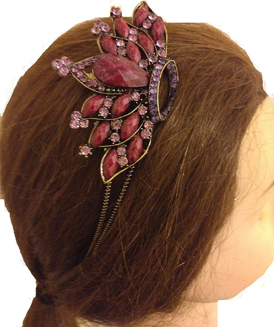 Burgundy crown design aliceband, headband with pretty stone