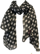 Load image into Gallery viewer, Pamper Yourself Now Dark Grey with White Big spot Scarf/wrap