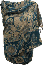 Load image into Gallery viewer, Blue Flower Design Women's Pashmina/Scarf/wrap. Lovely Present/Gift for Any Lady in Your Life.