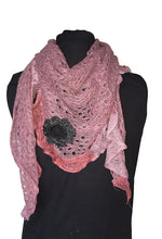 Load image into Gallery viewer, Pamper Yourself Now Middle Pink with Pink Trim and Black Flower Triangle Scarf