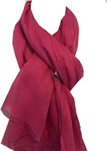 Load image into Gallery viewer, Pamper Yourself Now Fuchsia Pink Plain Soft Long Scarf/wrap with Frayed Edge