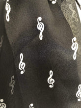 Load image into Gallery viewer, Pamper Yourself Now Black Treble Clef Striped Music Shiny Thin Pretty Scarf