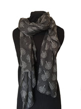 Load image into Gallery viewer, Pamper Yourself Now Dark Grey with White Mulberry Tree Design Ladies Fashion Scarves
