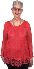 Load image into Gallery viewer, Pamper Yourself Now ltd Ladies Coral Crochet lace Long Sleeve top. Made in Italy (AA5)