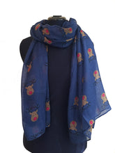 Load image into Gallery viewer, Pamper Yourself Now Navy red Nose Rudolph Reindeer Christmas Long Scarf