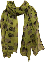 Load image into Gallery viewer, Pamper Yourself Now Light Green Sketched Sheep Design Long Scarf, Soft Ladies Fashion London