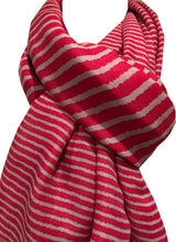 Load image into Gallery viewer, Fuchsia pink with grey stripes long soft scarf