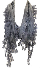 Load image into Gallery viewer, Pamper yourself Light Grey Leaf Lace Scarf