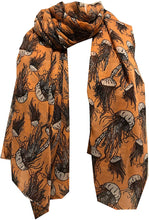 Load image into Gallery viewer, Pamper Yourself Now Peachy Orange Jellyfish Design Scarf.