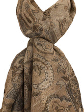 Load image into Gallery viewer, Pamper Yourself Now Brown Paisley Shiny Design Pashmina Ladies Soft Oversized London Fashion Scarf wrap