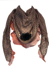 Load image into Gallery viewer, Pamper Yourself Now Deep Pink with Pink Trim and Black Flower Triangle Scarf