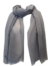 Load image into Gallery viewer, Pamper Yourself Now Silver Plain Soft Long Scarf/wrap with Frayed Edge