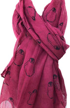Load image into Gallery viewer, Burgundy with black baby penguins long soft scarf
