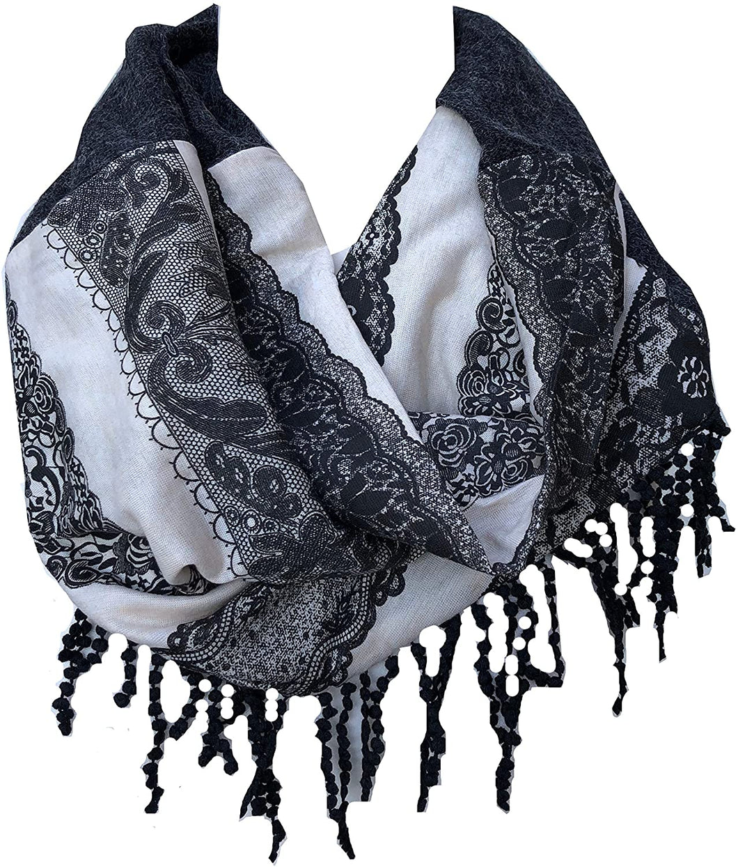 black funky snood with diamond design finish and small tassels