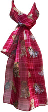 Load image into Gallery viewer, Pamper Yourself Now Red Tartan Shiny Dog Scarf with Different Dog Breeds Thin Long Scarf