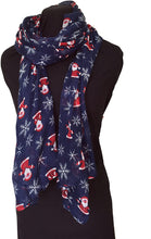 Load image into Gallery viewer, Pamper Yourself Now Blue Father Christmas Ladies Scarf