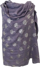 Load image into Gallery viewer, Pamper Yourself Now Light Purple with Silver Foiled Mulberry Tree Design Ladies Scarf/wrap. Great Present for Mum, Sister, Girlfriend or Wife.