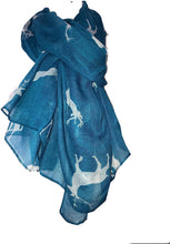 Load image into Gallery viewer, Pamper Yourself Now Light Blue with White Deers stag Print Scarves