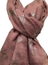 Load image into Gallery viewer, Pamper Yourself Now Pink with Silver Foiled Glitter Dragonfly Design Long Scarf/wrap