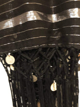 Load image into Gallery viewer, Black with Striped Silver Gypsy Style Triangle Scarf