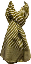 Load image into Gallery viewer, Mustard with white stripes ladies or men's long soft scarf
