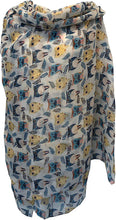 Load image into Gallery viewer, Pamper Yourself Now Cream Big Eye Owls Design Pretty Scarf, Long Soft Ladies Fashion London
