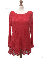 Load image into Gallery viewer, Pamper Yourself Now ltd Ladies Coral Crochet lace Long Sleeve top. Made in Italy (AA5)
