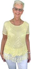 Load image into Gallery viewer, Pamper Yourself Now ltd Ladies Yellow Crochet Lace Short Sleeve top.Made in Italy (AA60)