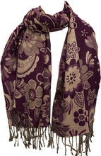 Load image into Gallery viewer, Purple Flower Design Women's Pashmina/Scarf/wrap. Lovely Present/Gift for Any Lady in Your Life.