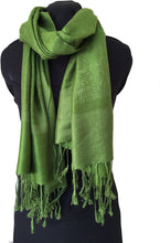 Load image into Gallery viewer, Bright Green Slightly Patterned Pashmina Style Scarf, Lovely Soft - Lovely Summer wrap, Fantastic Gift