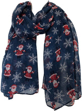 Load image into Gallery viewer, Pamper Yourself Now Blue Father Christmas Ladies Scarf