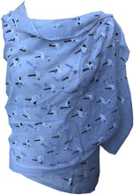 Load image into Gallery viewer, Pamper Yourself Now White with White Standing up Flamingo Long Scarf/wrap with Frayed Edge