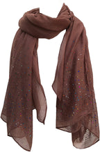 Load image into Gallery viewer, Pamper Yourself Now Plain Brown Scarf with Multi Coloured Sparkle Lovely Long Soft Scarf Fantastic Gift