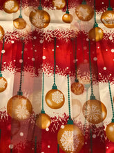 Load image into Gallery viewer, Pamper Yourself Now Red with Yellow Ball Baubles Thin Pretty Christmas Scarf