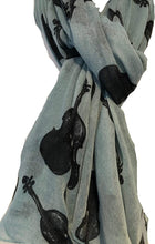 Load image into Gallery viewer, Pamper Yourself Now Green with Black Violin Scarf Lovely Long Soft Scarf Fantastic Gift