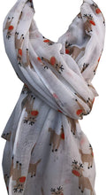 Load image into Gallery viewer, Creamy white rudolph reindeer christmas long scarf