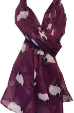 Load image into Gallery viewer, Pamper Yourself Now Purple Sheep Design Long Scarf, Soft Ladies Fashion London