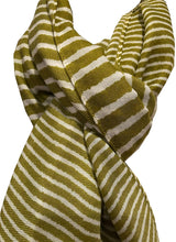 Load image into Gallery viewer, Mustard with white stripes ladies or men's long soft scarf