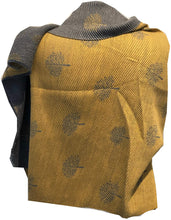 Load image into Gallery viewer, Grey / Mustard Mulberry design pleated scarf for women in lightweight acrylic