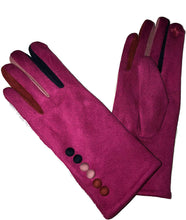 Load image into Gallery viewer, G1925 Plain fuchsia pink ladies Gloves with a splash of colour between the fingers