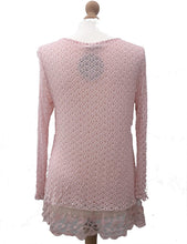 Load image into Gallery viewer, Pamper Yourself Now ltd Ladies Pink Crochet lace Long Sleeve top.Made in Italy (AA3)