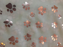 Load image into Gallery viewer, Pamper Yourself Now Aqua Green with Silver Dog paw Print Long Scarf.