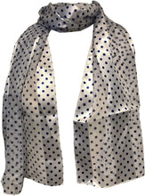 Load image into Gallery viewer, Pamper Yourself Now White with Blue Small spot Thin Pretty Scarf. Lovely with Any Outfit