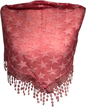 Load image into Gallery viewer, Pamper Yourself Now Pink with Beige Star lace Trimmed Triangle Scarf