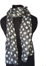Load image into Gallery viewer, Pamper Yourself Now Dark Grey with White Big spot Scarf/wrap