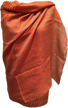 Load image into Gallery viewer, Orange with grey stripes long soft scarf