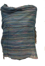 Load image into Gallery viewer, Pamper Yourself Now Blue Multi Coloured Striped Ladies Scarf/wrap