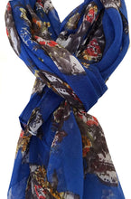 Load image into Gallery viewer, Pamper Yourself Now Blue Skull with Flower Design Scarf