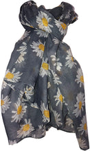 Load image into Gallery viewer, Pamper Yourself Now Dark Grey Daisy Scarf Lovely Soft Scarf